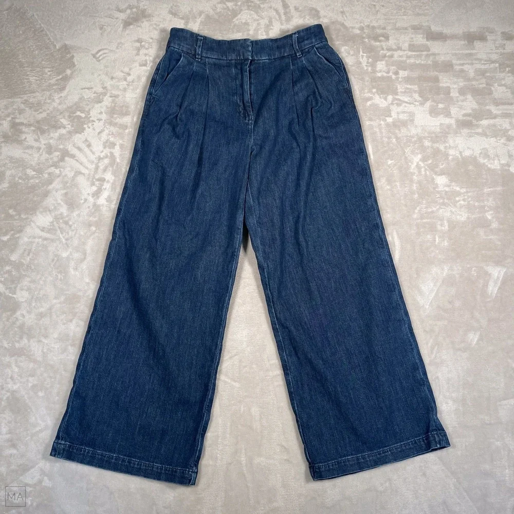 American Eagle Women's Jeans Trouser Denim Casual Front Pleat Relaxed 6 Blue - Picture 1 of 7